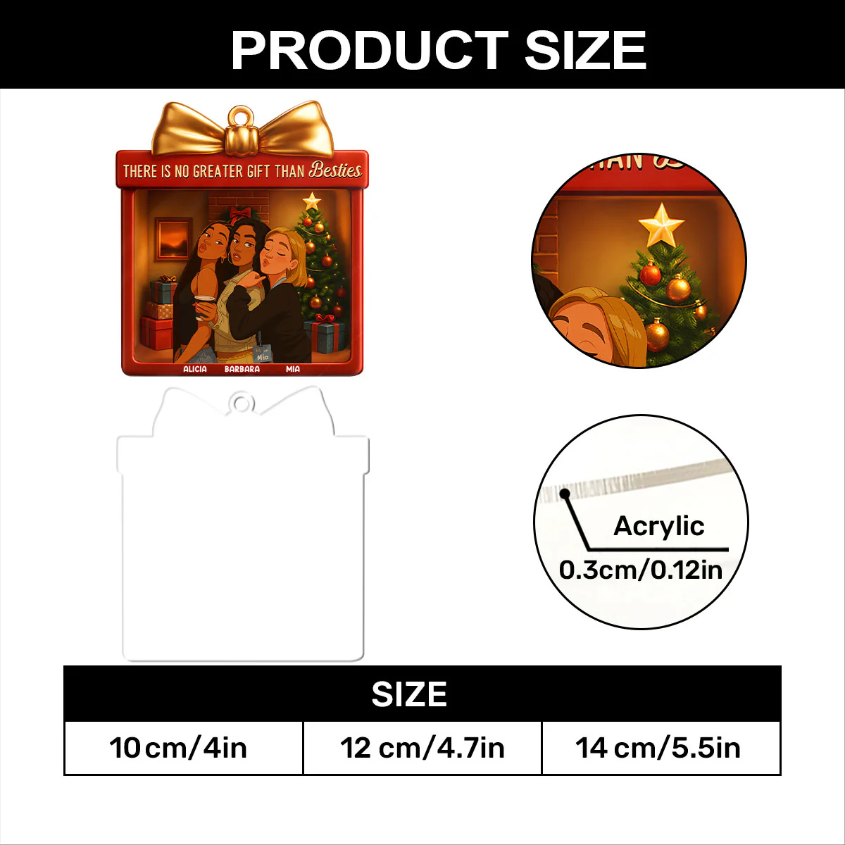 There Is No Greater Gift Than Friendship - Personalized 1-Layer Acrylic Ornament - Image 6