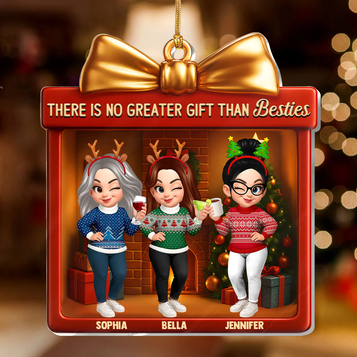 There Is No Greater Gift Than Friendship - Personalized 1-Layer Acrylic Ornament - Image 2