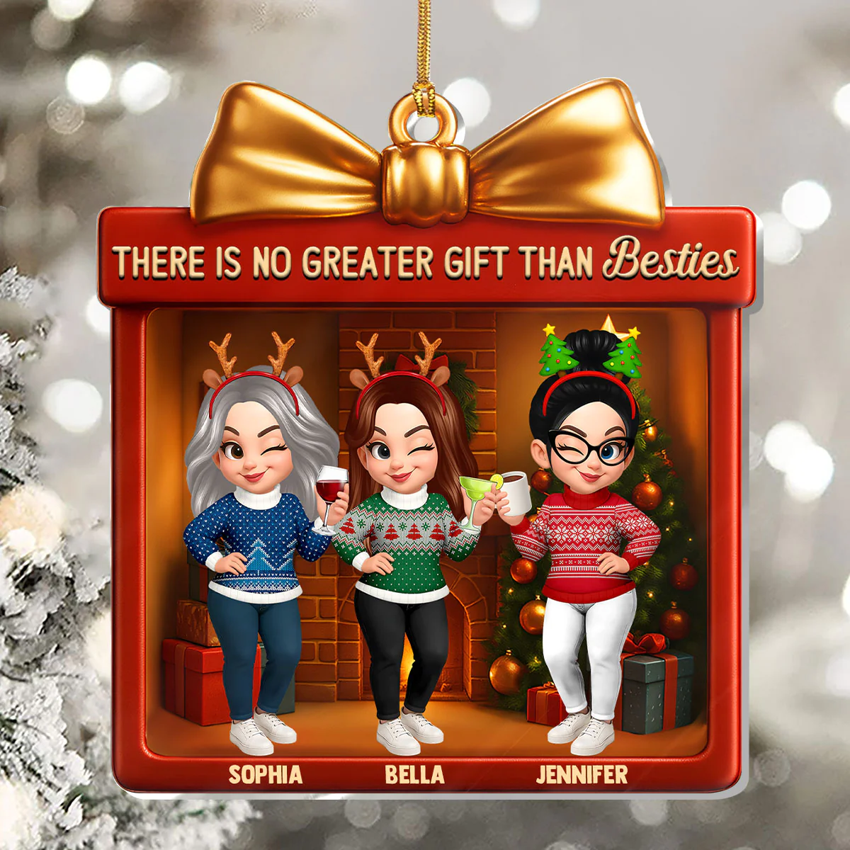 There Is No Greater Gift Than Friendship - Personalized 1-Layer Acrylic Ornament - Image 5