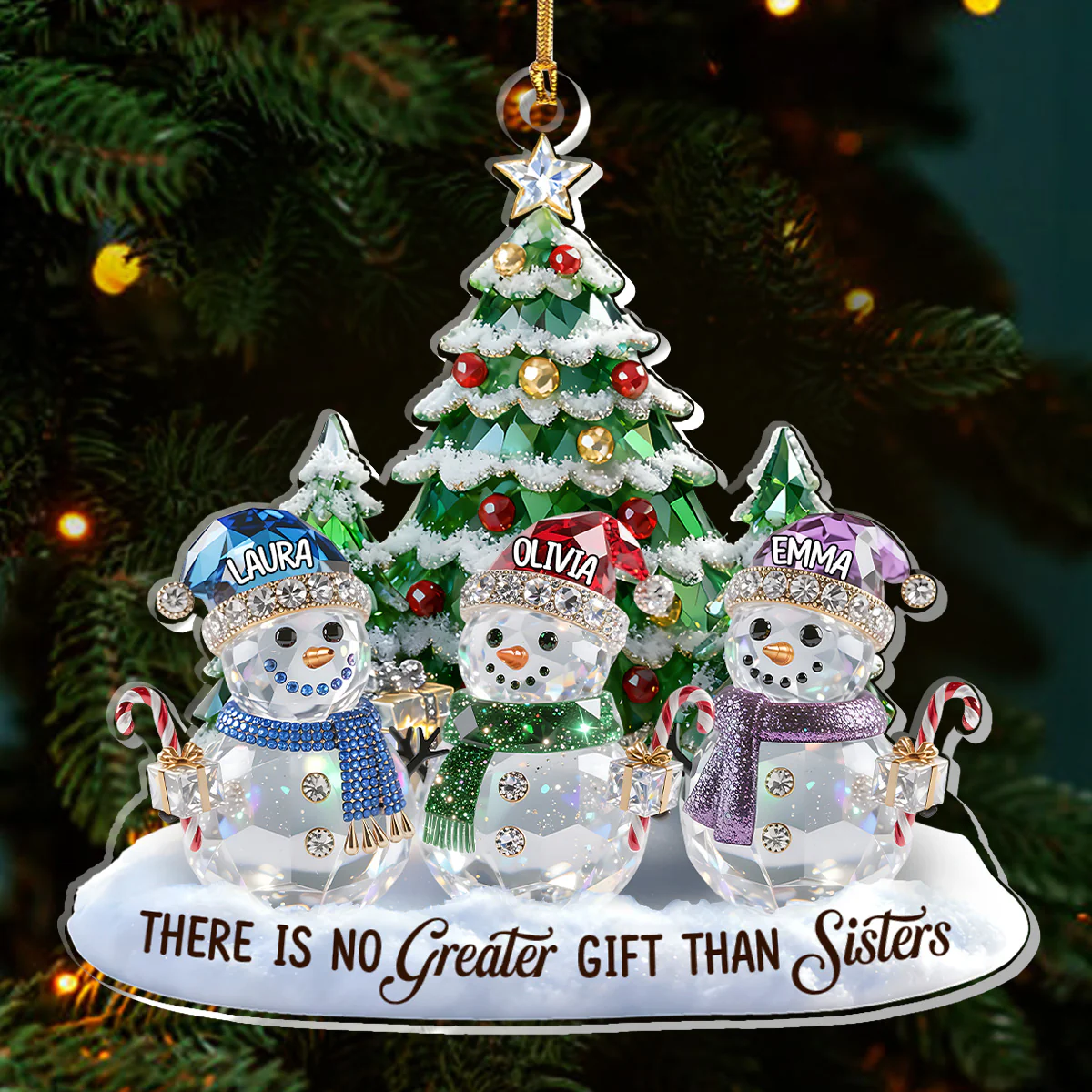There Is No Greater Gift Than Sisters - Personalized 1-Layer Acrylic Ornament - Image 3