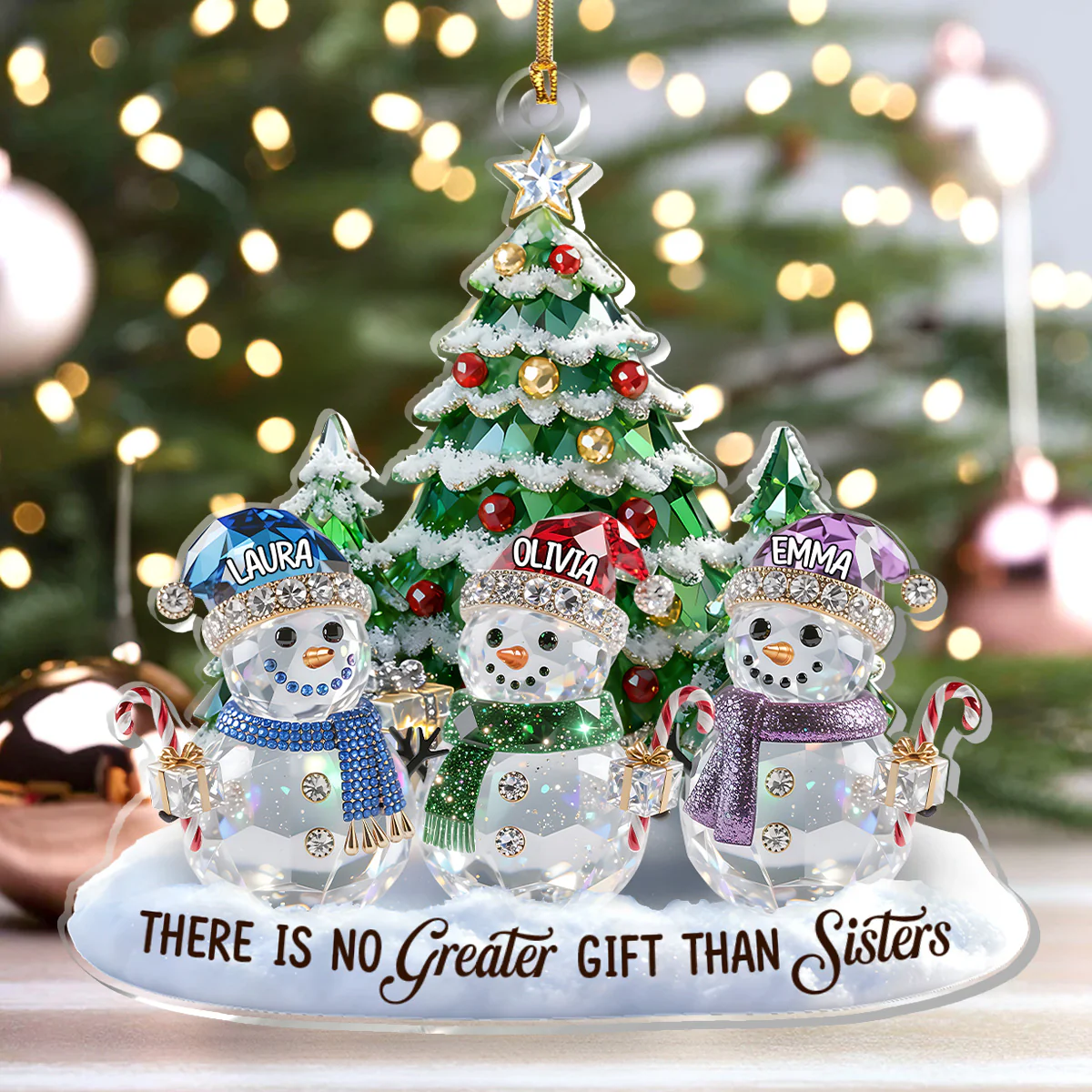 There Is No Greater Gift Than Sisters - Personalized 1-Layer Acrylic Ornament - Image 4