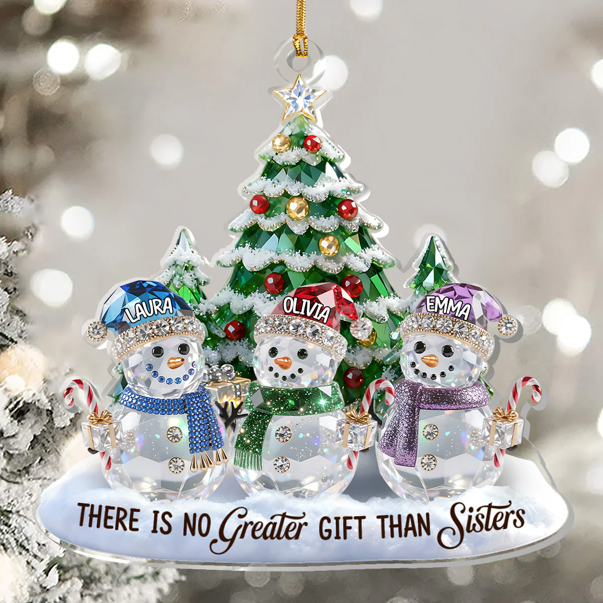 There Is No Greater Gift Than Sisters - Personalized 1-Layer Acrylic Ornament - Image 5