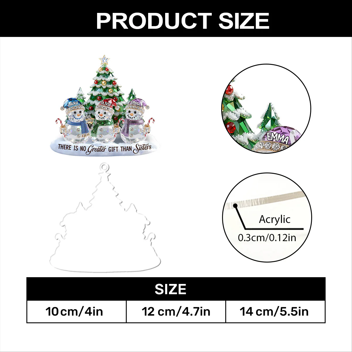 There Is No Greater Gift Than Sisters - Personalized 1-Layer Acrylic Ornament - Image 7