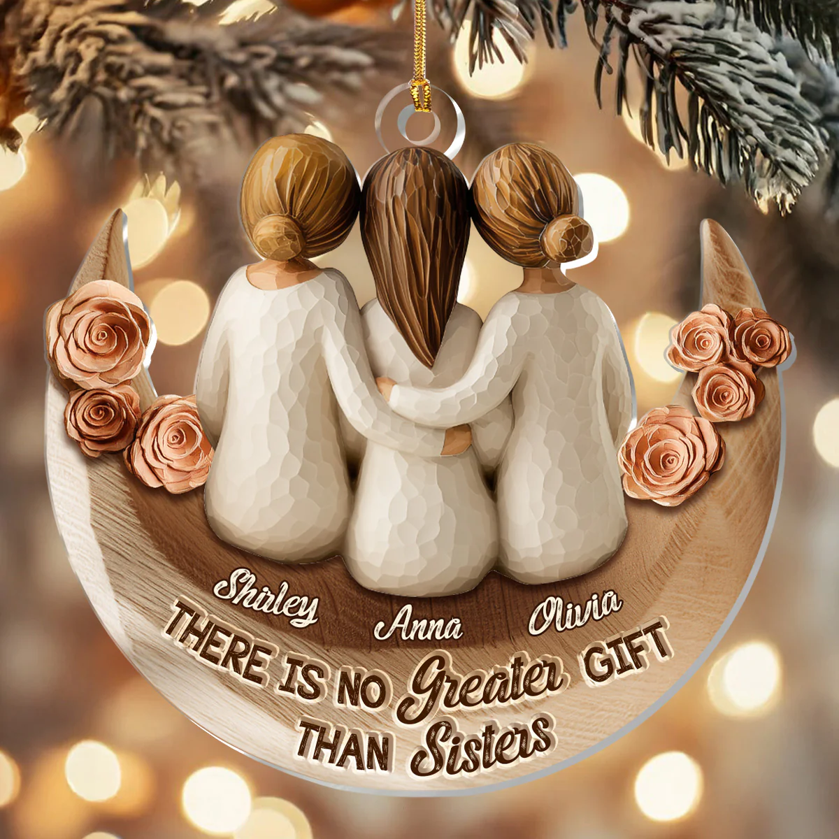 There Is No Greater Gift Than Sisters - Personalized 1-Layer Acrylic Ornament