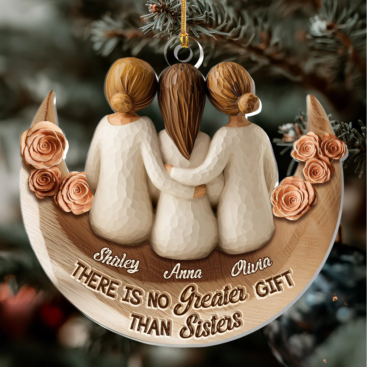 There Is No Greater Gift Than Sisters - Personalized 1-Layer Acrylic Ornament - Image 6