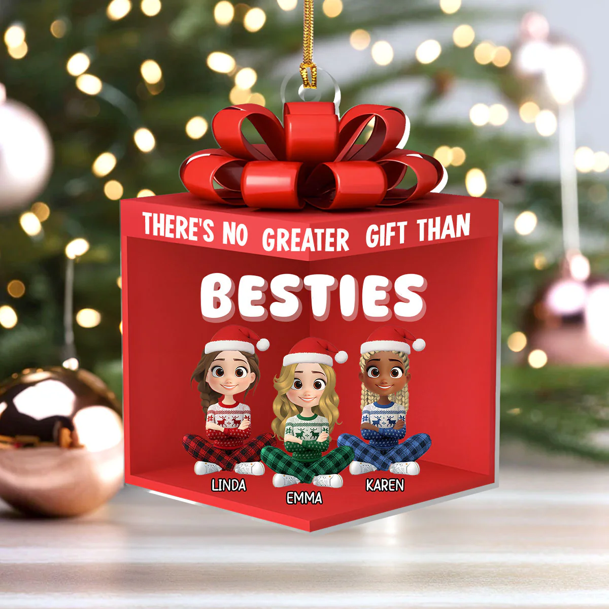 There's No Greater Gift Than Besties - Personalized 1-Layer Acrylic Ornament - Image 4