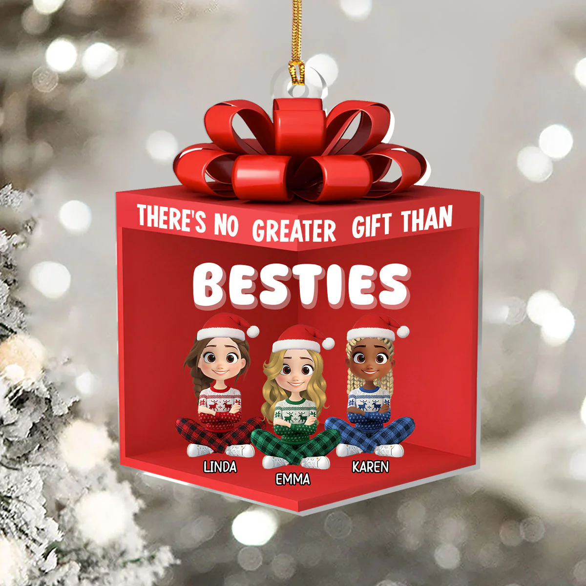 There's No Greater Gift Than Besties - Personalized 1-Layer Acrylic Ornament - Image 5