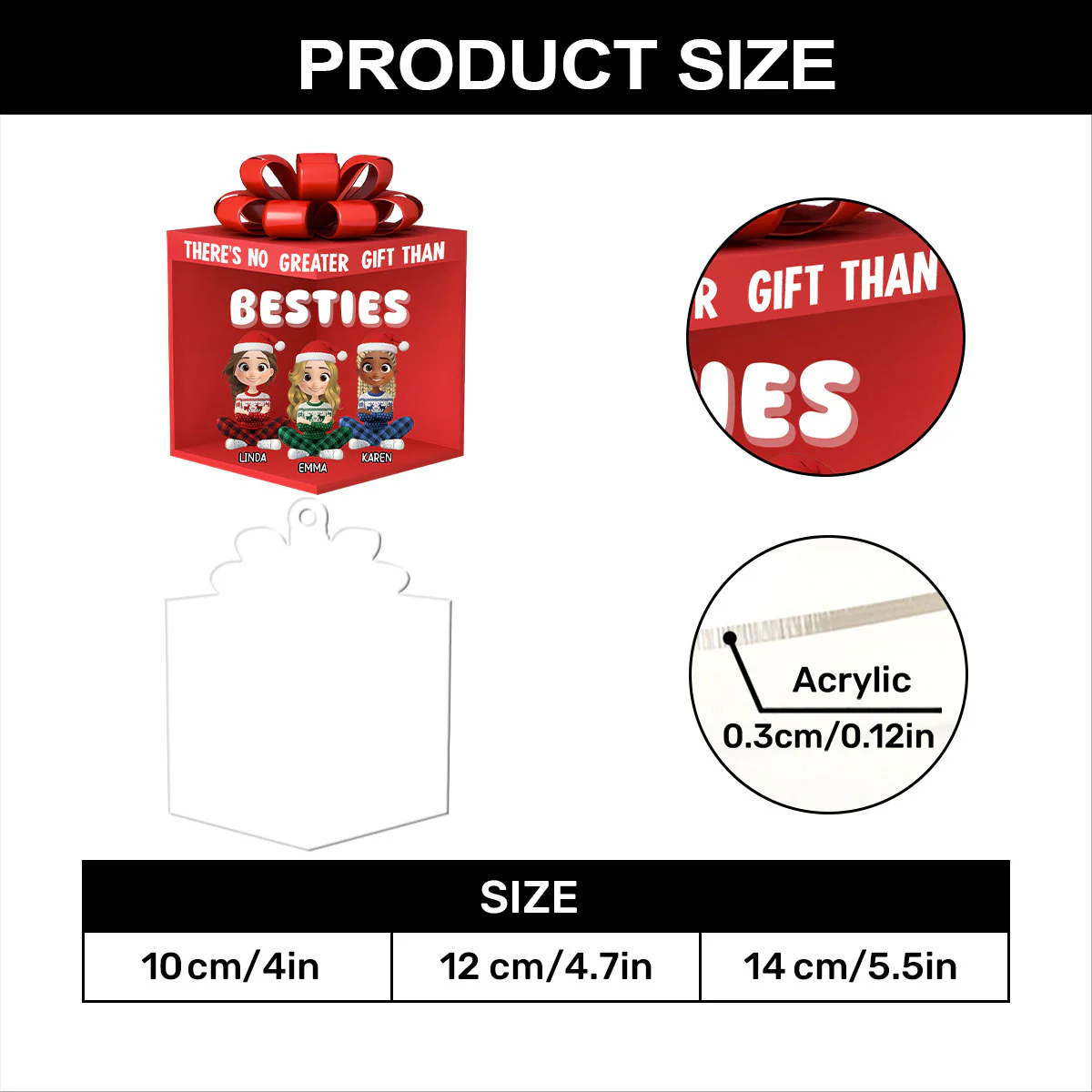 There's No Greater Gift Than Besties - Personalized 1-Layer Acrylic Ornament - Image 7
