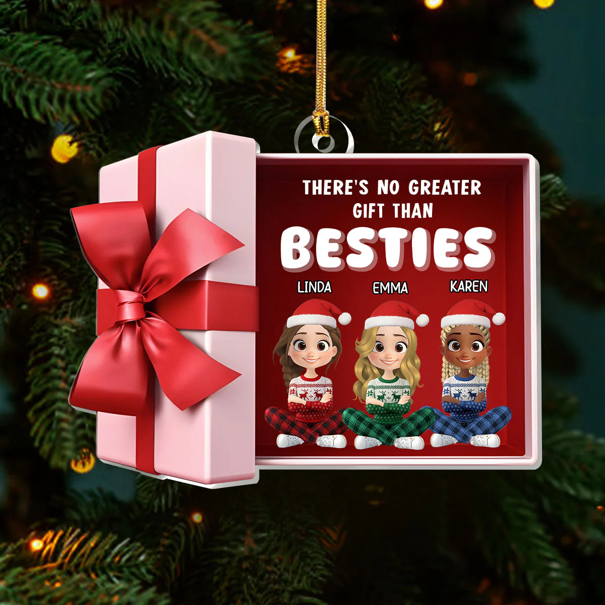 There's No Greater Gift Than Besties - Personalized 1-Layer Acrylic Ornament - Image 3