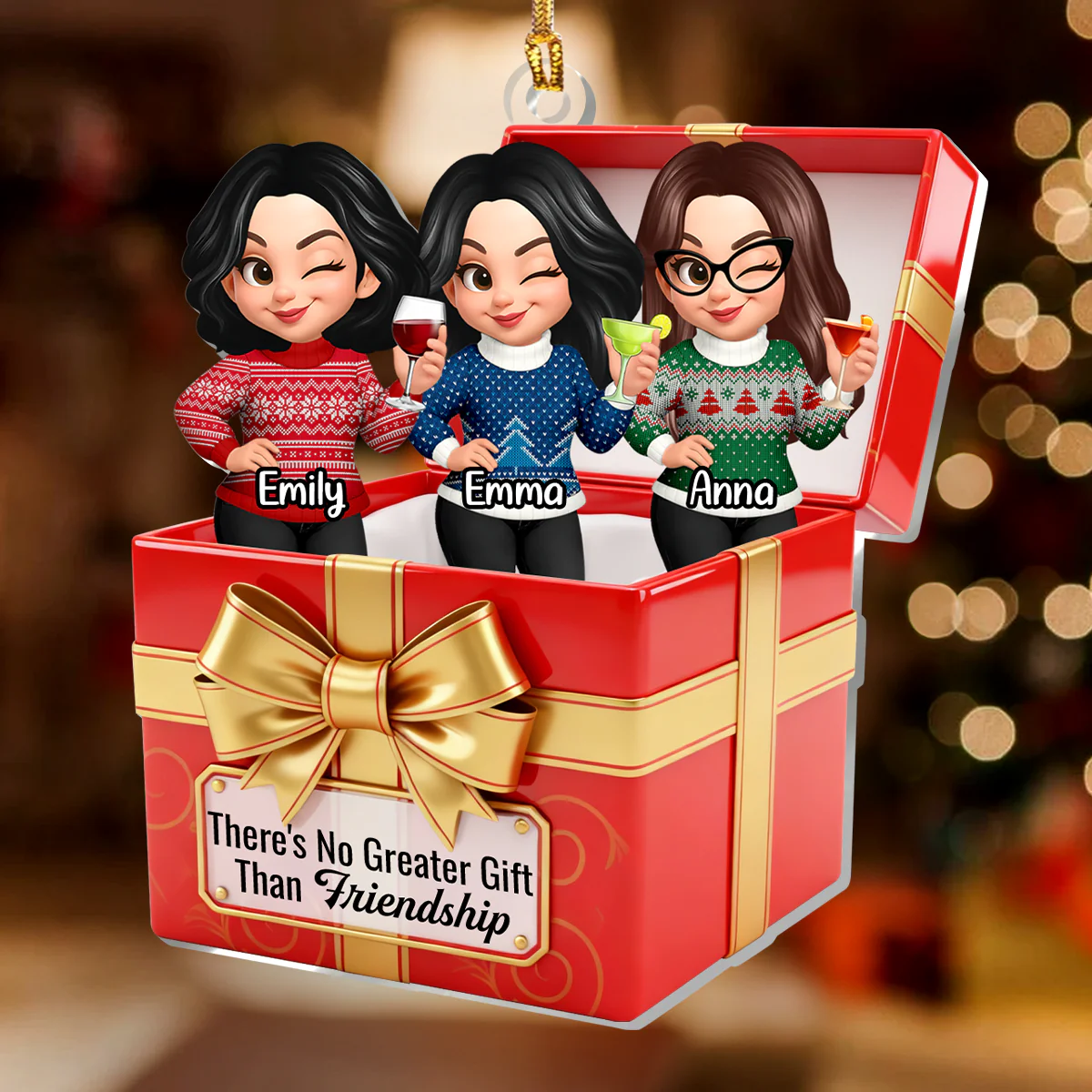 There's No Greater Gift Than Friendship - Personalized 1-Layer Acrylic Ornament - Image 2