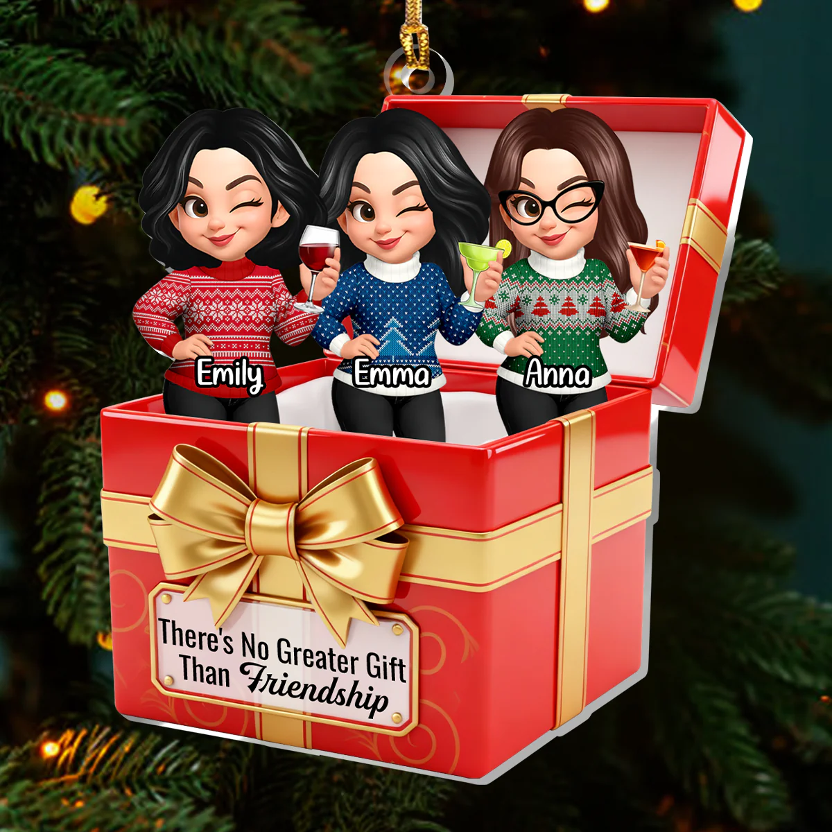 There's No Greater Gift Than Friendship - Personalized 1-Layer Acrylic Ornament - Image 3