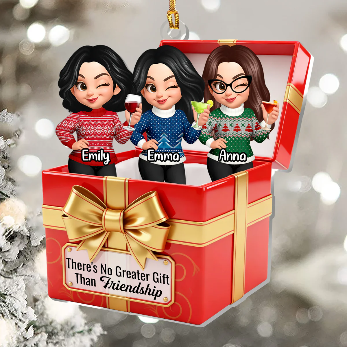 There's No Greater Gift Than Friendship - Personalized 1-Layer Acrylic Ornament - Image 4