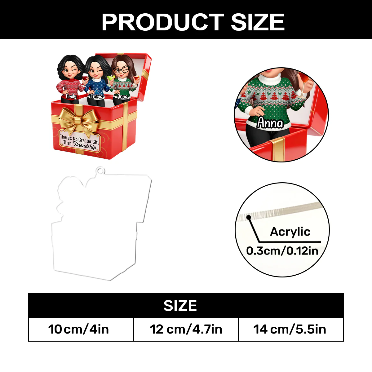 There's No Greater Gift Than Friendship - Personalized 1-Layer Acrylic Ornament - Image 5