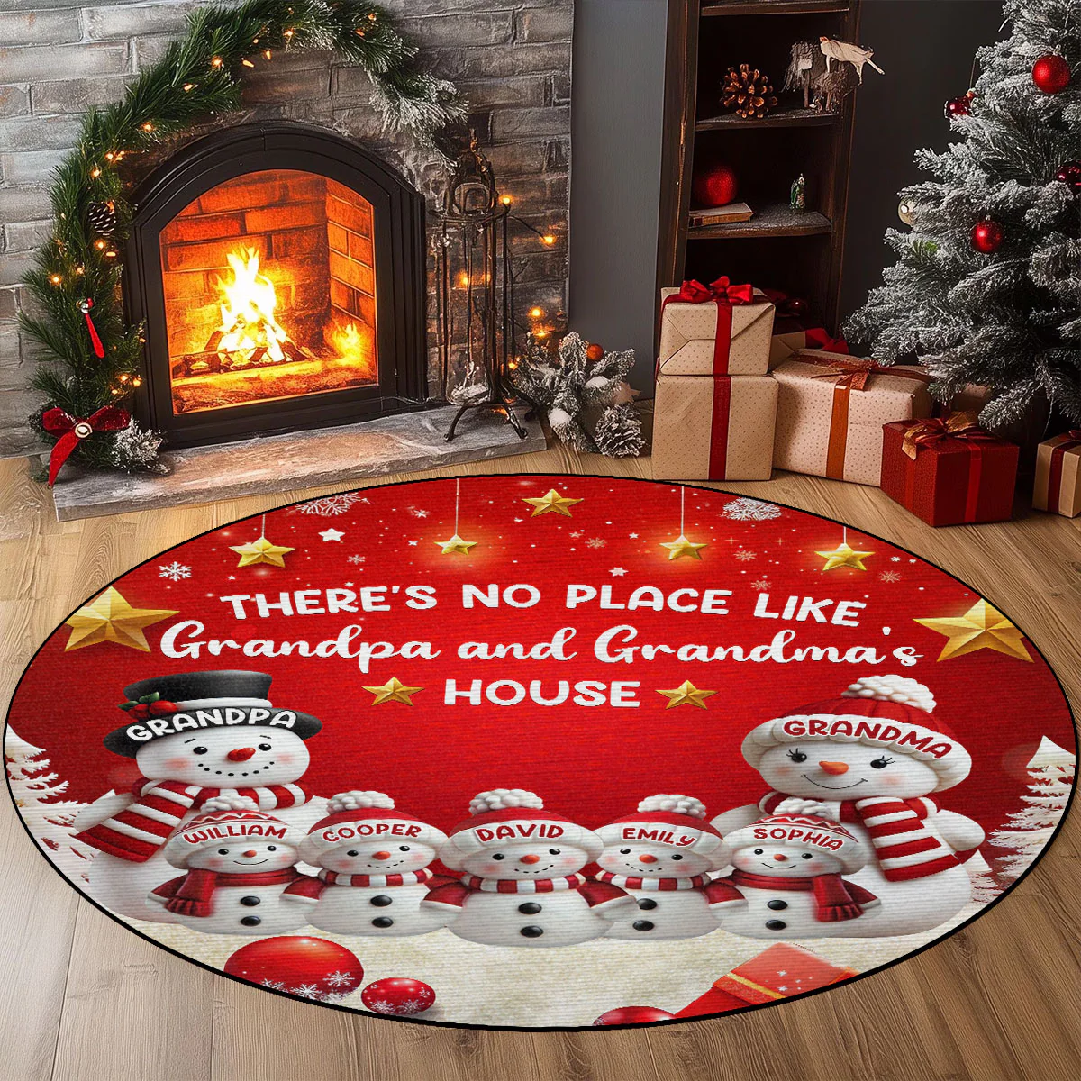 There's No Place Like Grandpa And Grandma's House - Personalized Round Rug - Image 3