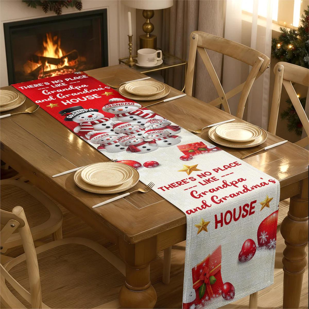 There's No Place Like Grandpa and Grandma's House - Personalized Table Runner - Image 3