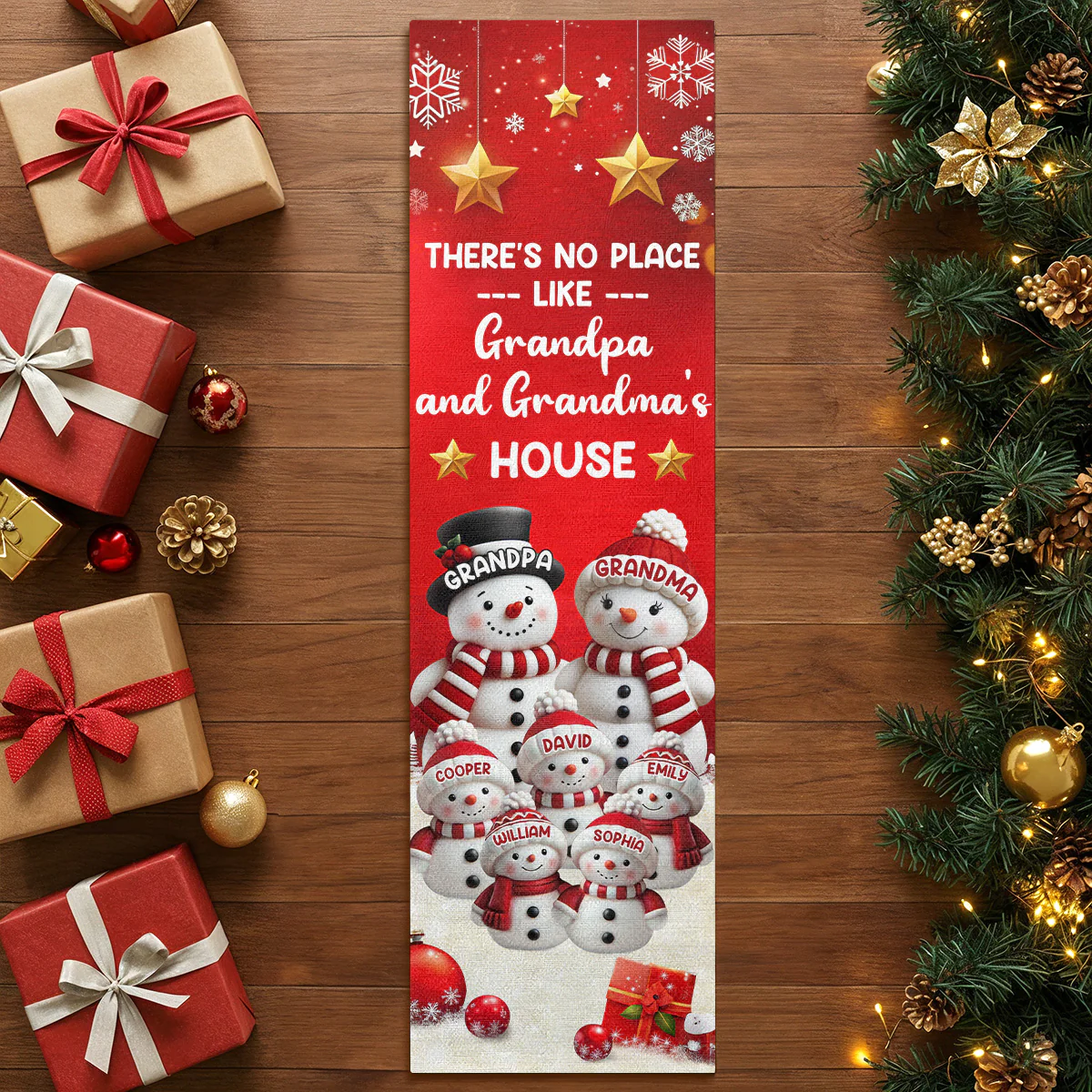 There's No Place Like Grandpa and Grandma's House - Personalized Table Runner - Image 4
