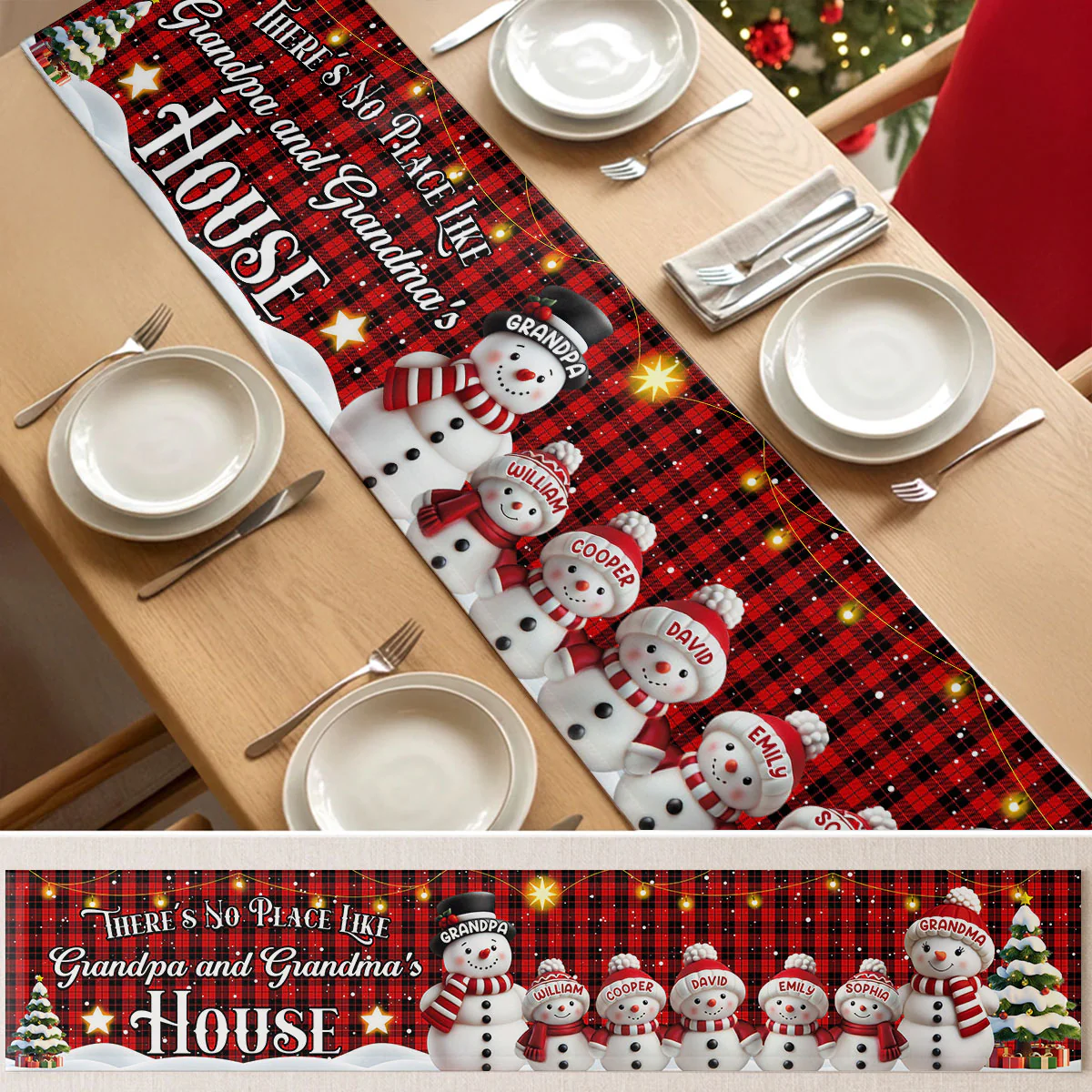 There's No Place Like Grandpa and Grandma's House - Personalized Table Runner
