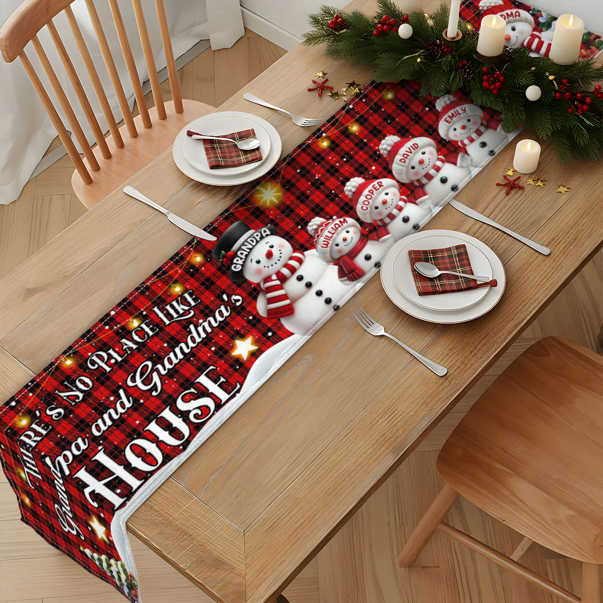 There's No Place Like Grandpa and Grandma's House - Personalized Table Runner - Image 2