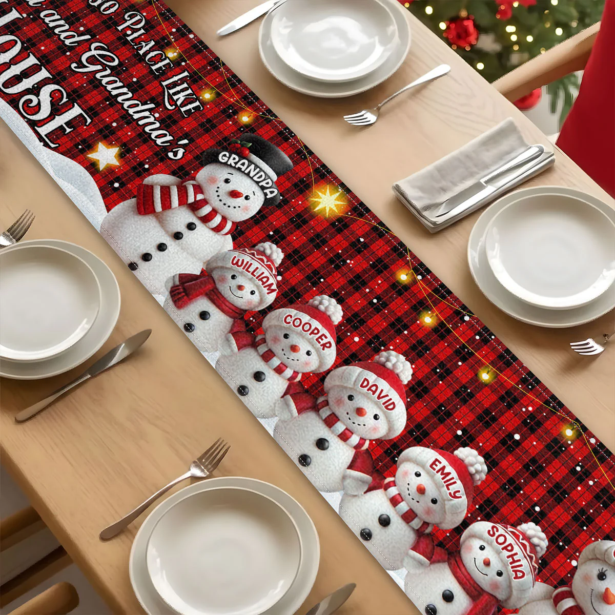 There's No Place Like Grandpa and Grandma's House - Personalized Table Runner - Image 3