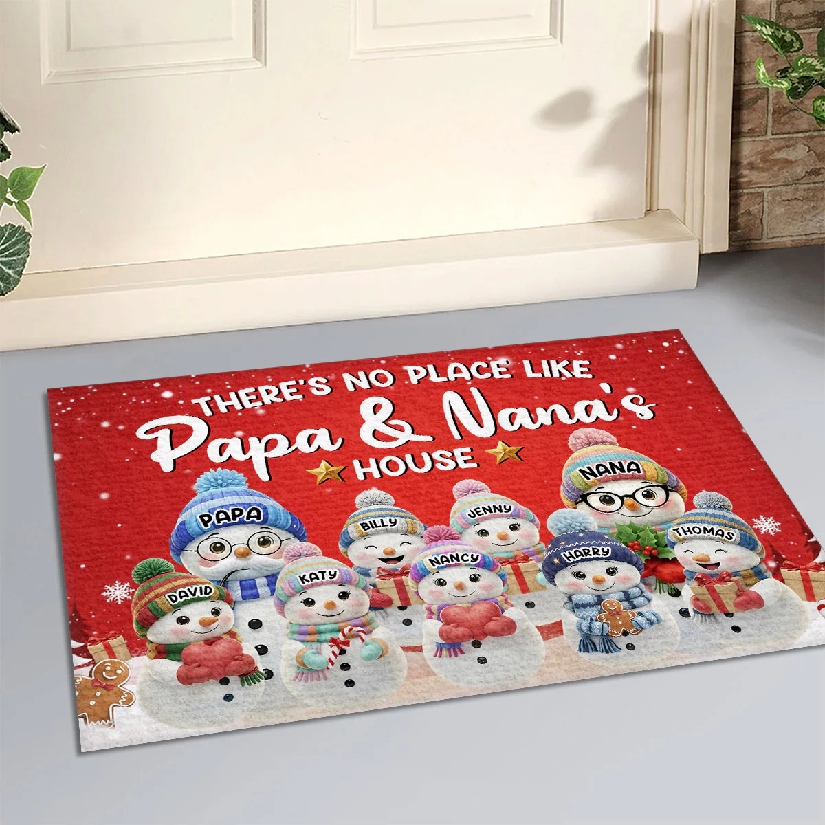 There's No Place Like Papa & Nana's House - Personalized Doormat - Image 3