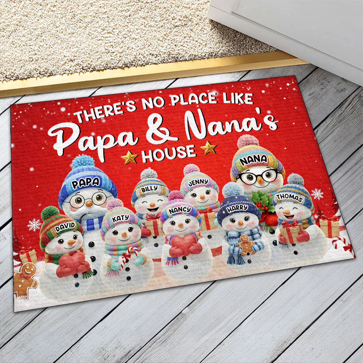 There's No Place Like Papa & Nana's House - Personalized Doormat - Image 6