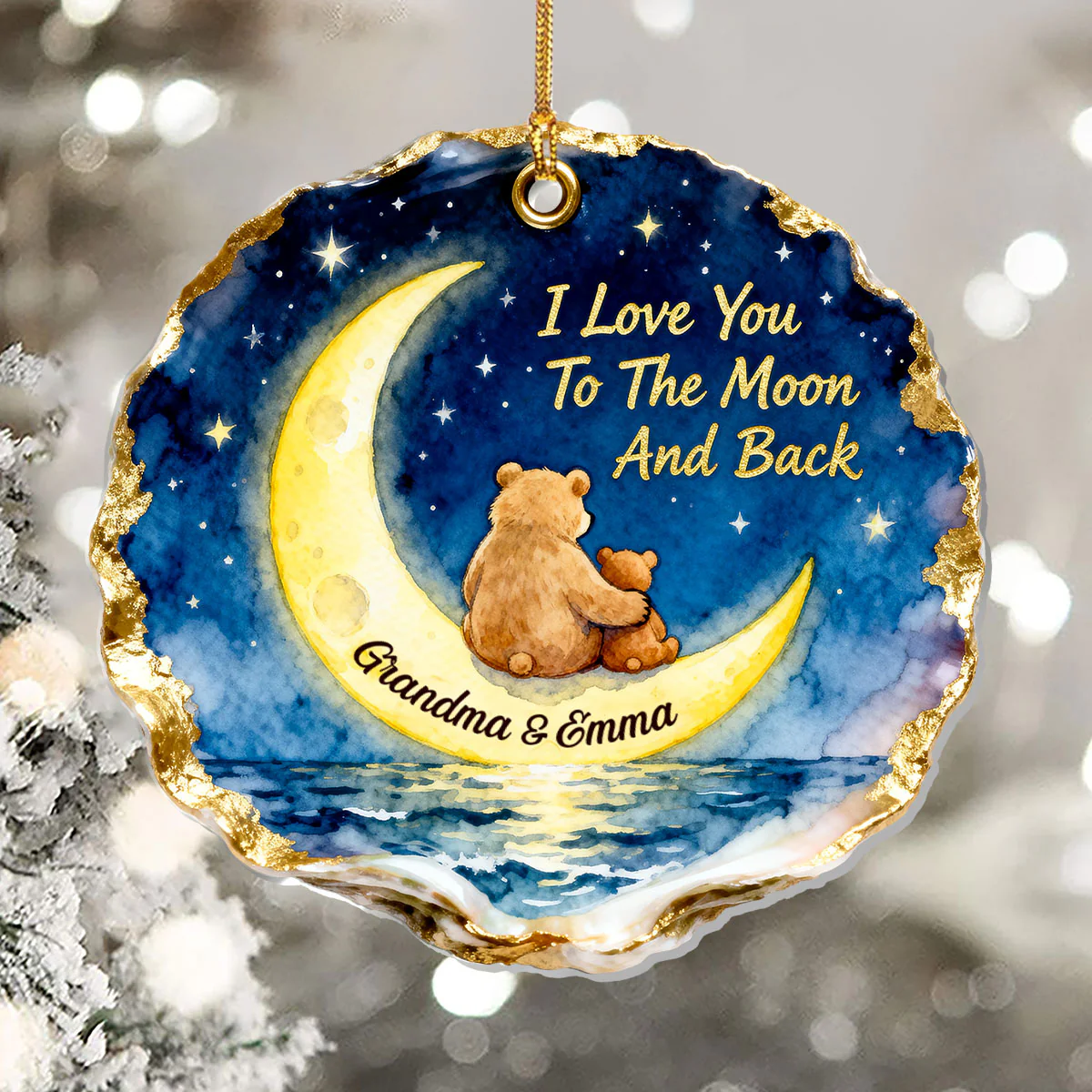 This Bear Loves You To The Moon And Back - Personalized 1-Layer Acrylic Ornament - Image 5