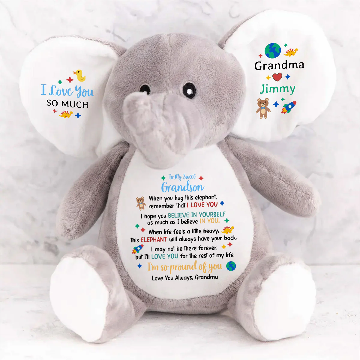 This Elephant Will Always Have Your Back - Personalized Stuffed Elephant