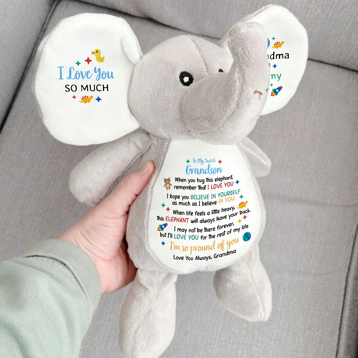 This Elephant Will Always Have Your Back - Personalized Stuffed Elephant - Image 3