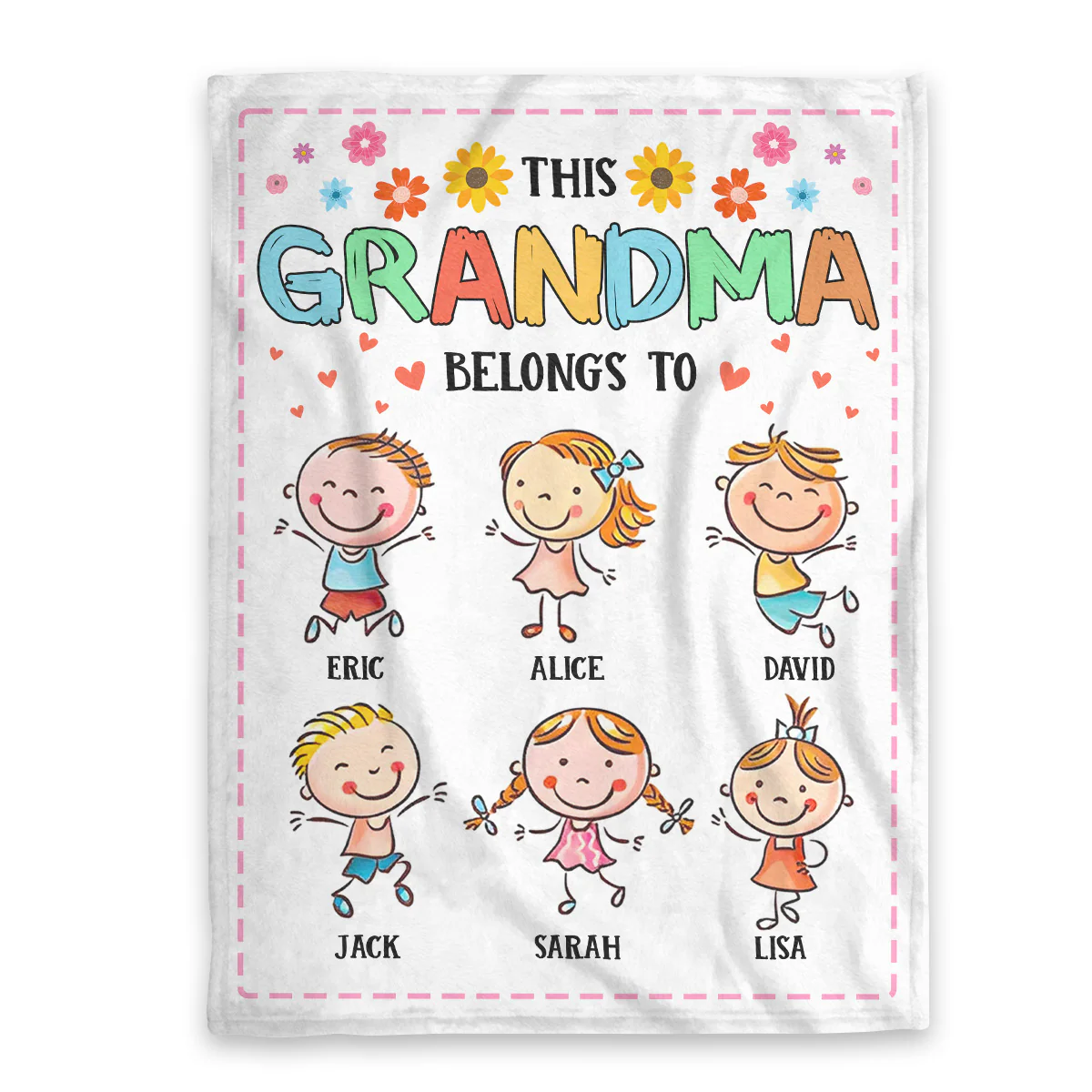 This Grandma Belongs To Grandkids - Personalized Fleece Blanket - Image 3