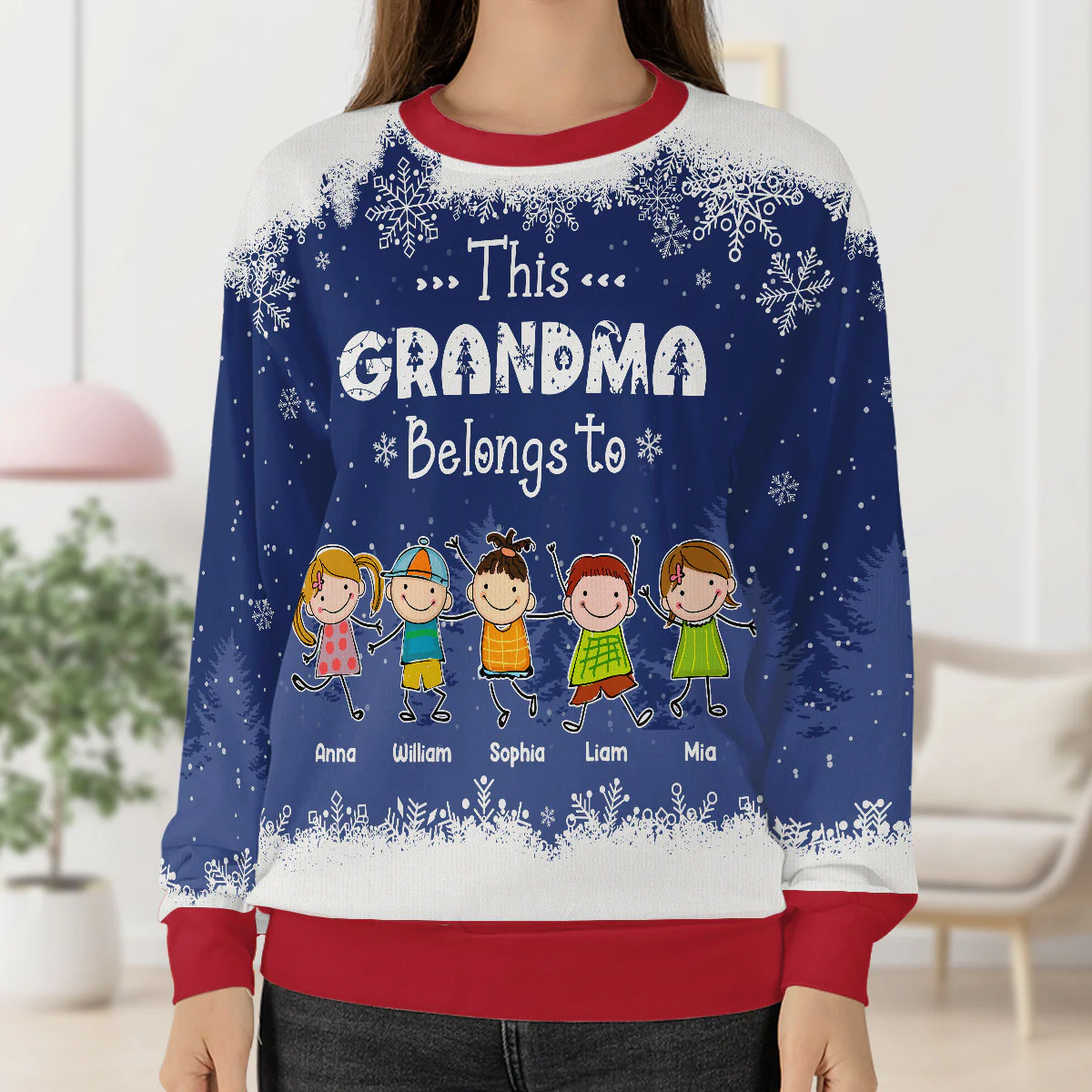 This Grandma Belongs To - Personalized Wool Sweater - Image 4