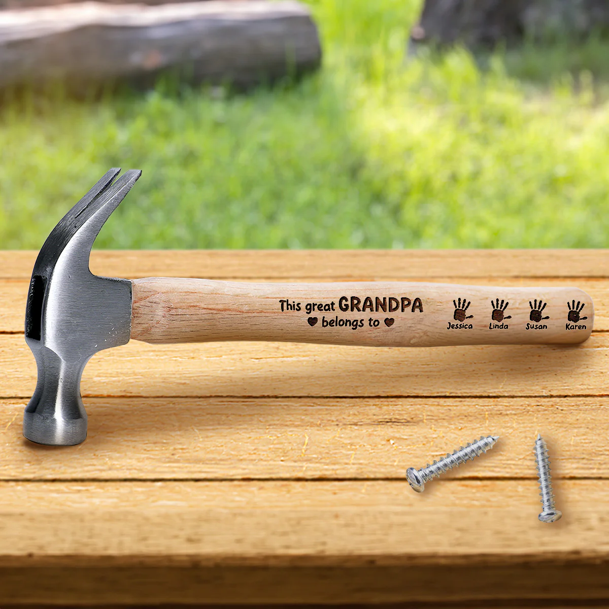 This Grandpa Belongs To - Personalized Wooden Hammer - Image 2