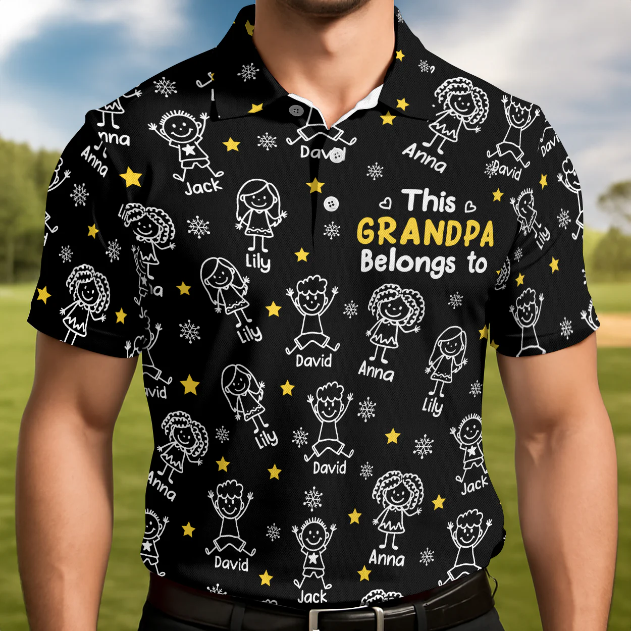 This Grandpa Dad Belongs To Kids Pet - Personalized Polo Shirt
