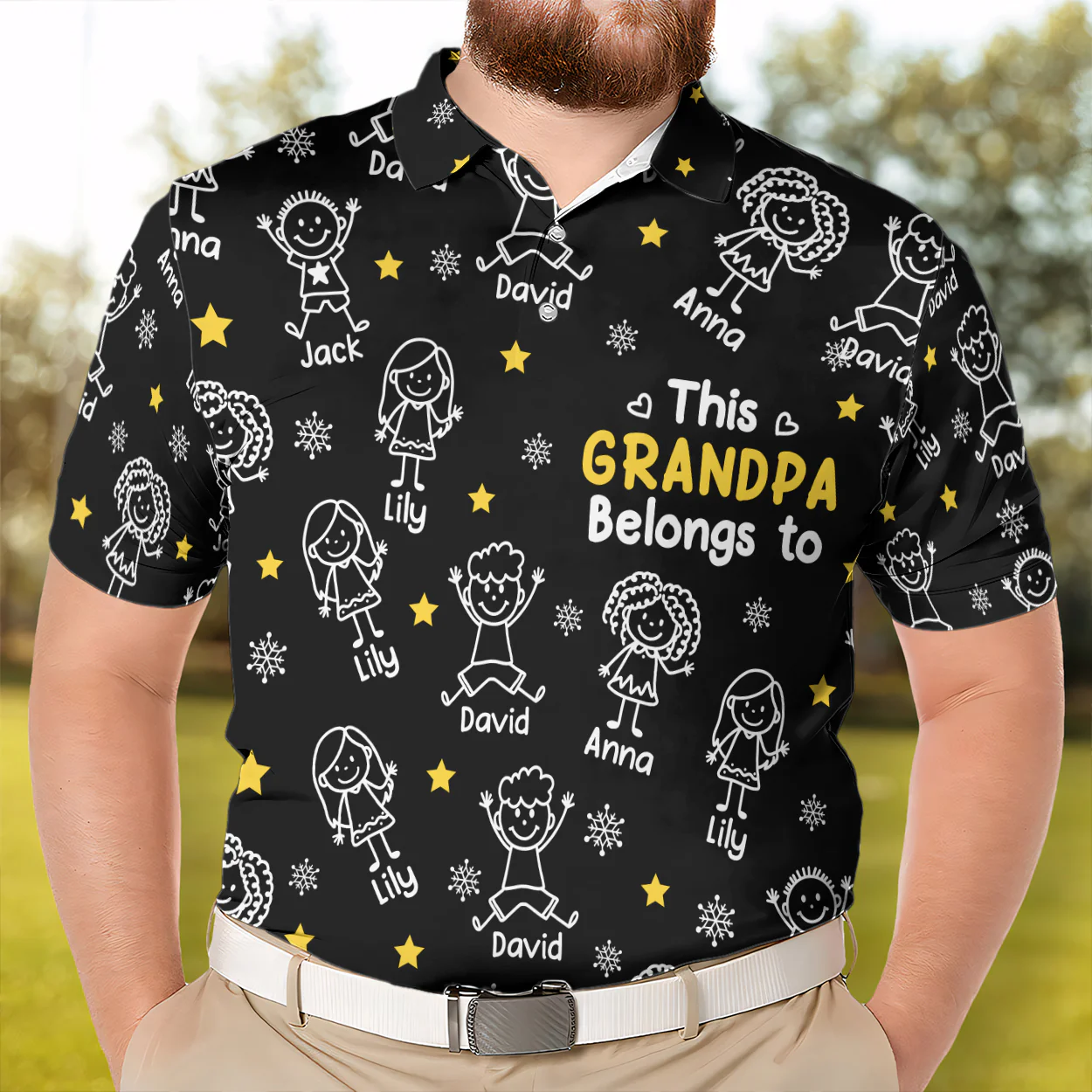 This Grandpa Dad Belongs To Kids Pet - Personalized Polo Shirt - Image 2