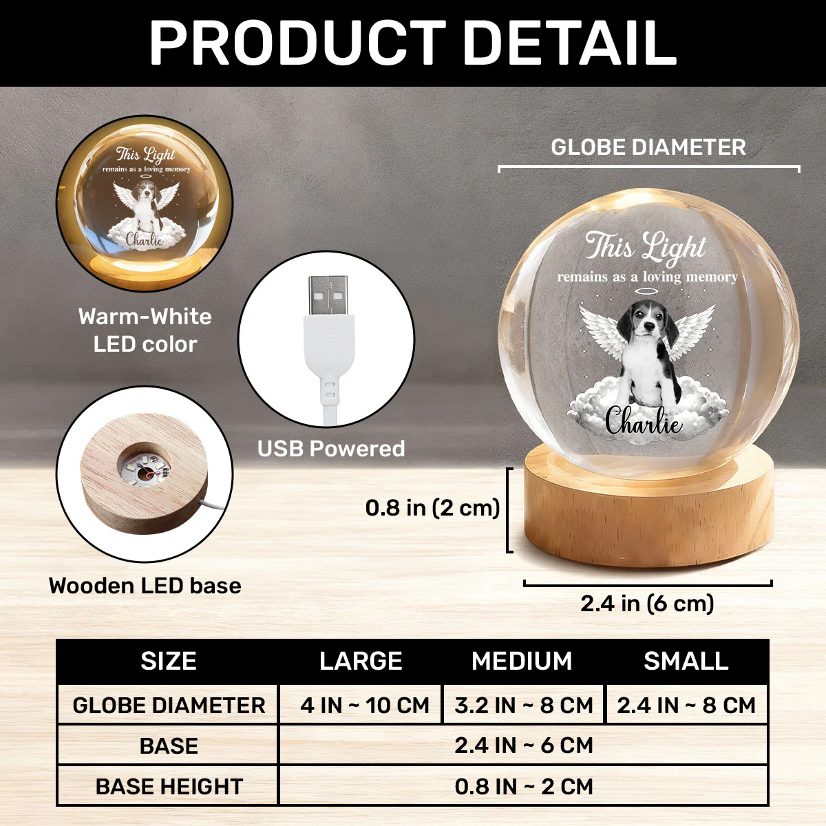 This Light Remains As A Loving Memory - Personalized Crystal Ball Night Light - Image 9