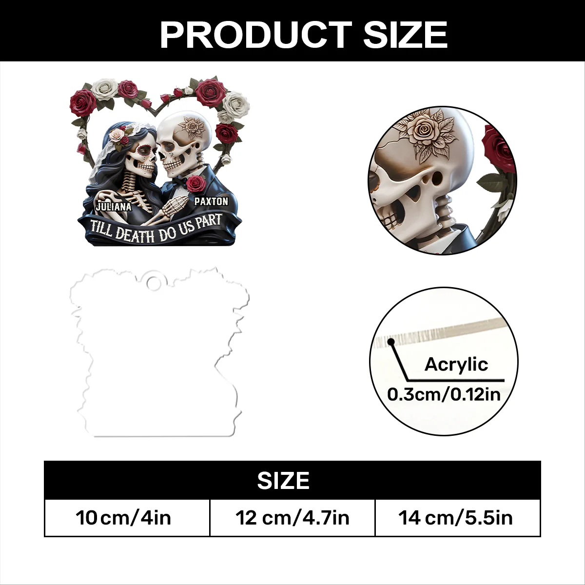 Till Death Do Us Part - Personalized 1-Layer Acrylic Ornament - Image 6