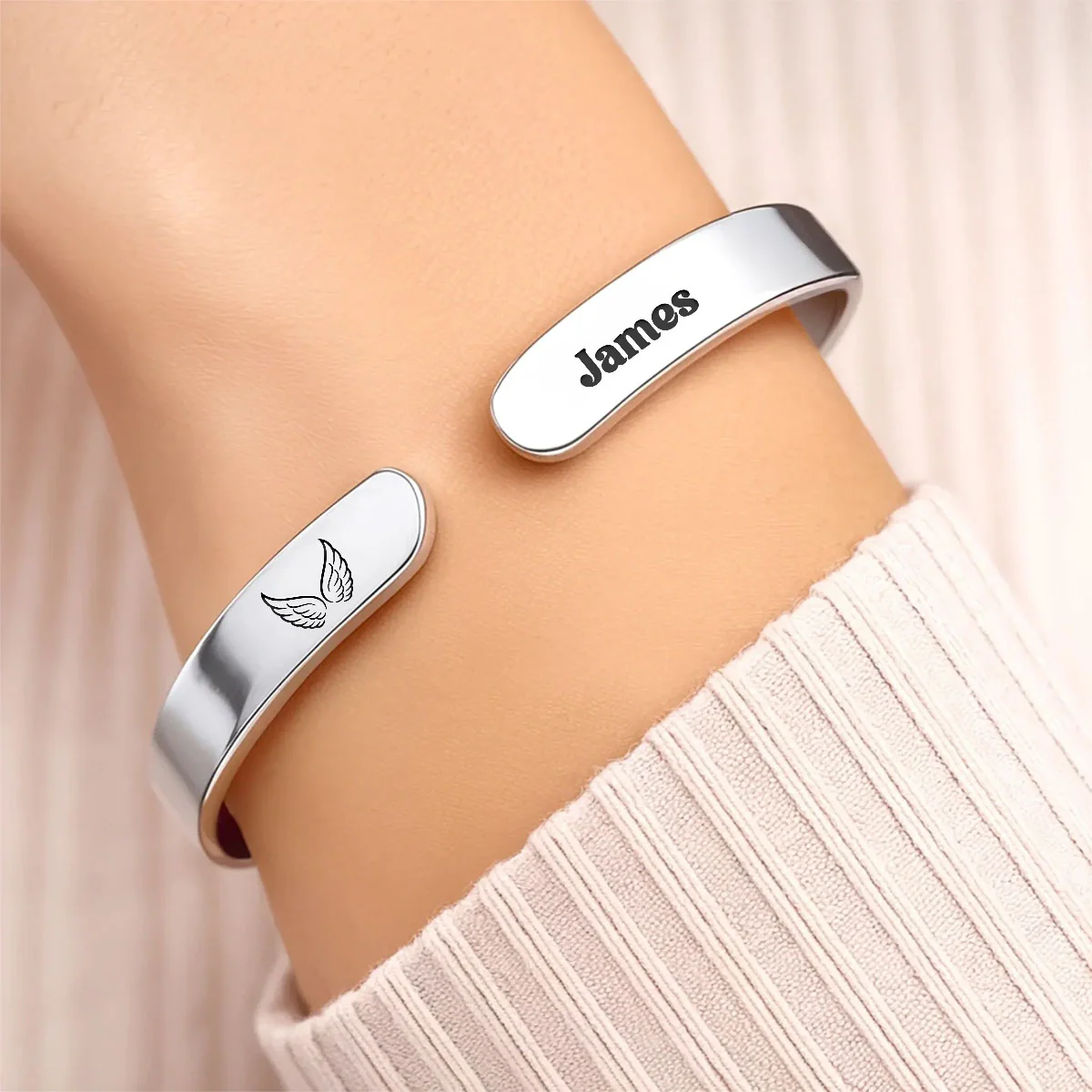 Till The Day We're Together Again - Personalized Cuff Bangle Bracelet With Box - Image 3