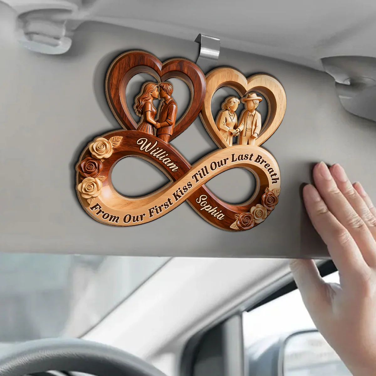 Timeless Love Infinity - Personalized Car Visor Clip - Image 3