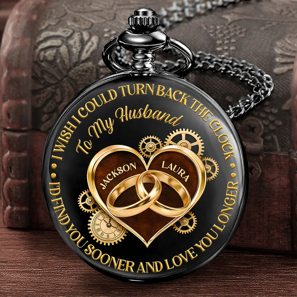 Timeless Vows Clockwork Heart - Personalized Pocket Watch