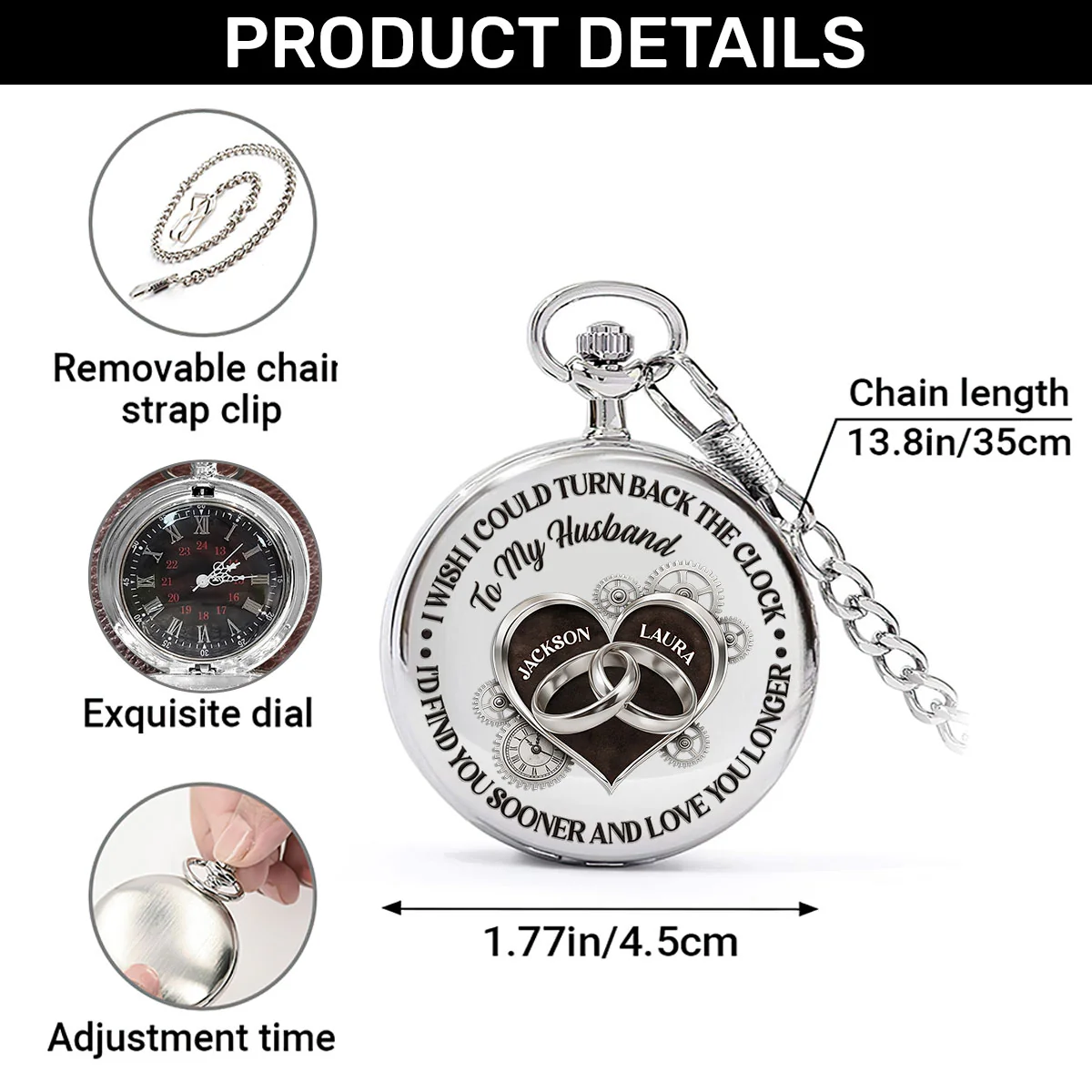 Timeless Vows Clockwork Heart - Personalized Pocket Watch - Image 7