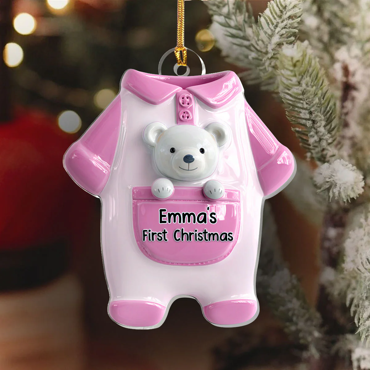 Tiny Treasure Onesie - Personalized 1-Layer Acrylic Ornament - Image 6