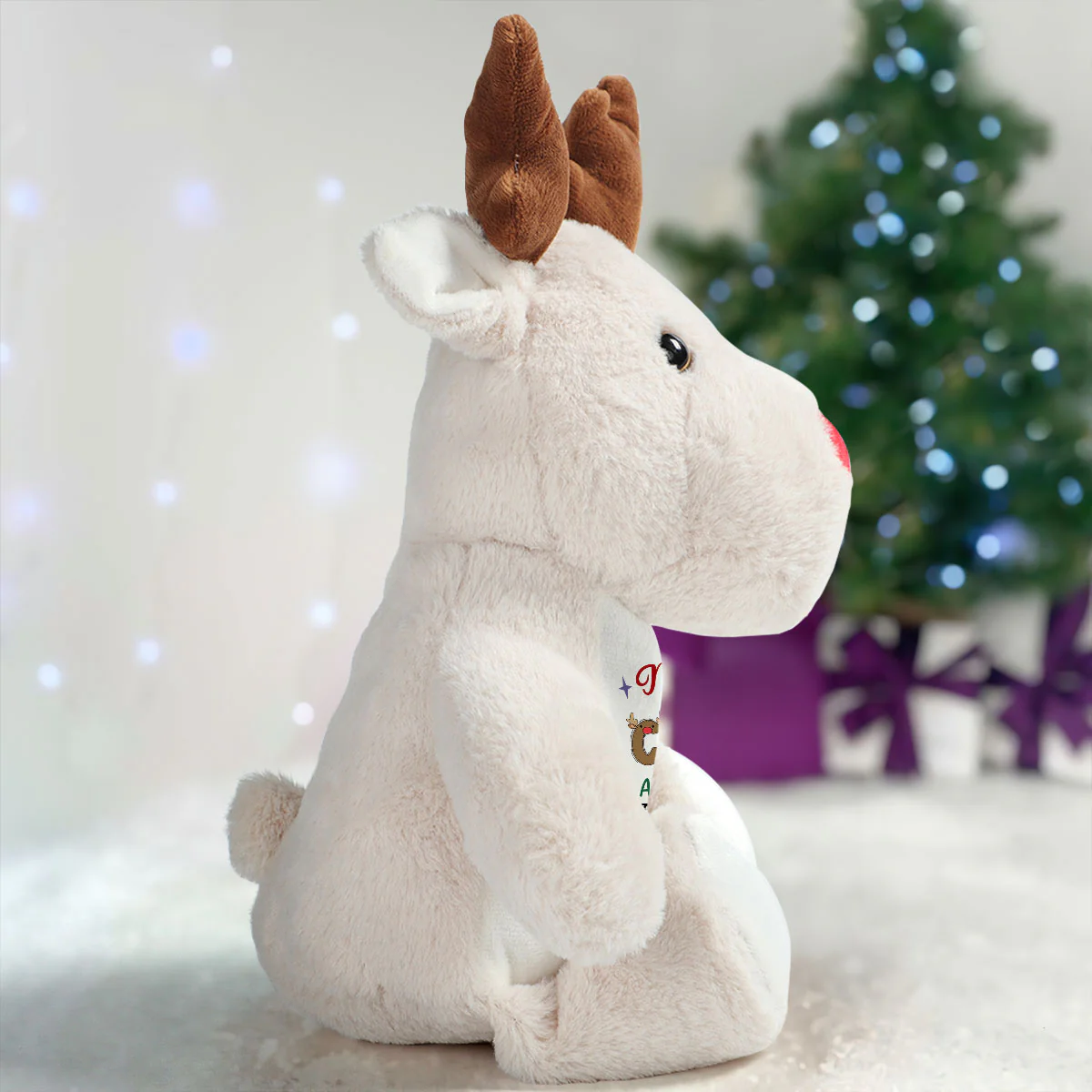 To A Grandson In A Million - Personalized Stuffed Reindeer - Image 4