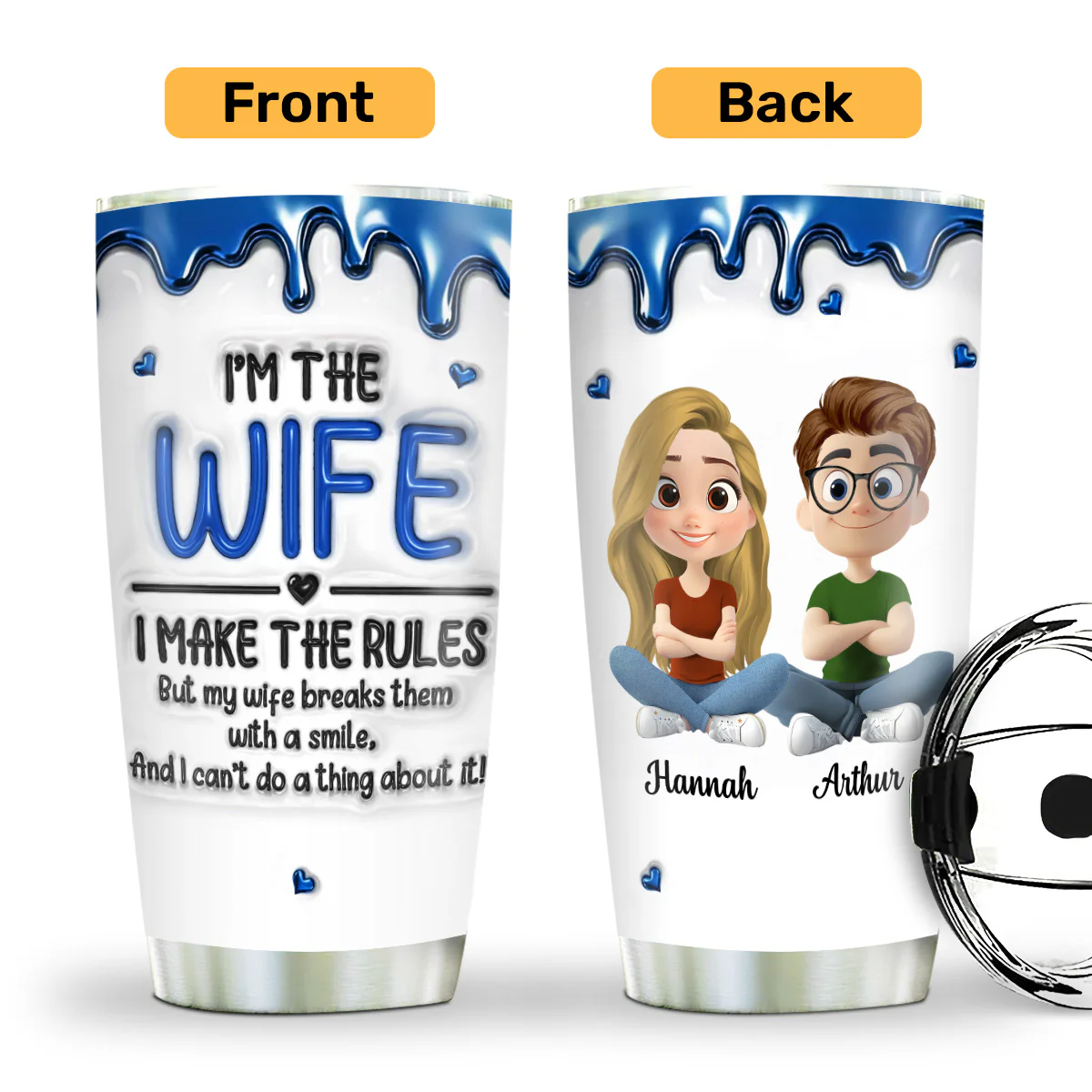 To A Lovely Troublemaker 3D Version - Personalized Stainless Steel Tumbler - Image 5