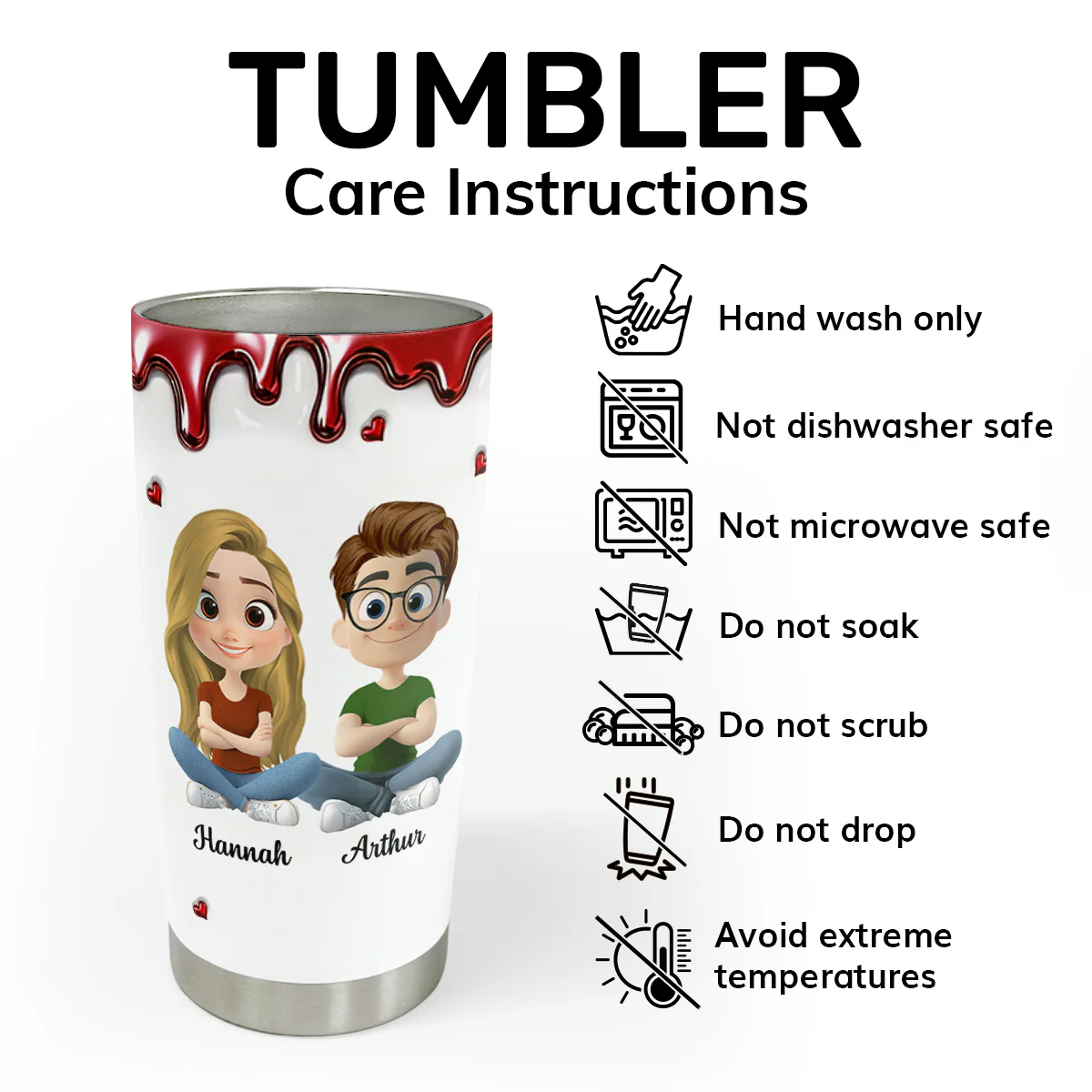 To A Lovely Troublemaker 3D Version - Personalized Stainless Steel Tumbler - Image 8