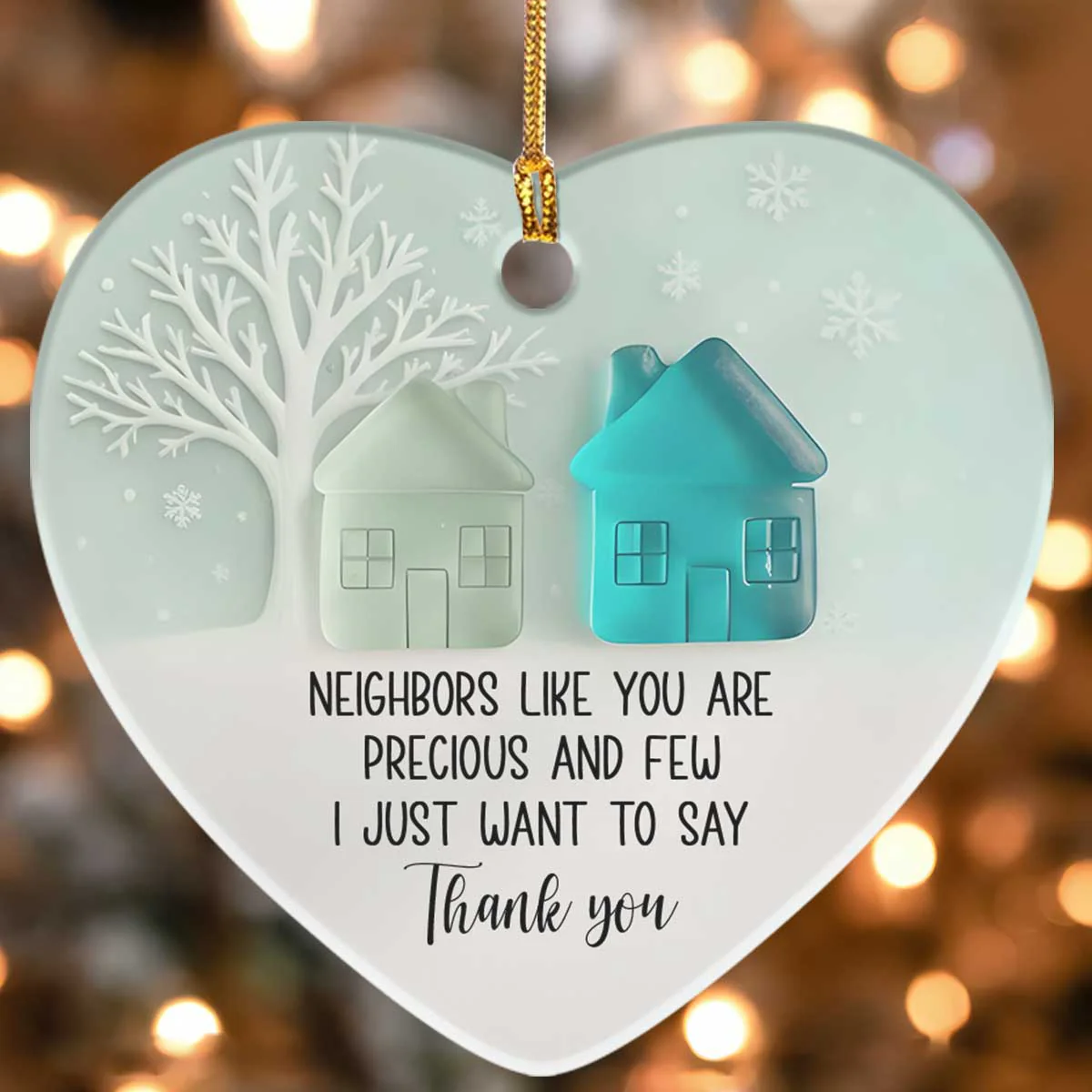 To A Precious Neighbor -  Heart Shaped Ceramic Ornament - Image 4