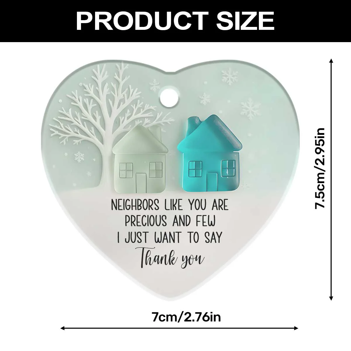 To A Precious Neighbor -  Heart Shaped Ceramic Ornament - Image 7