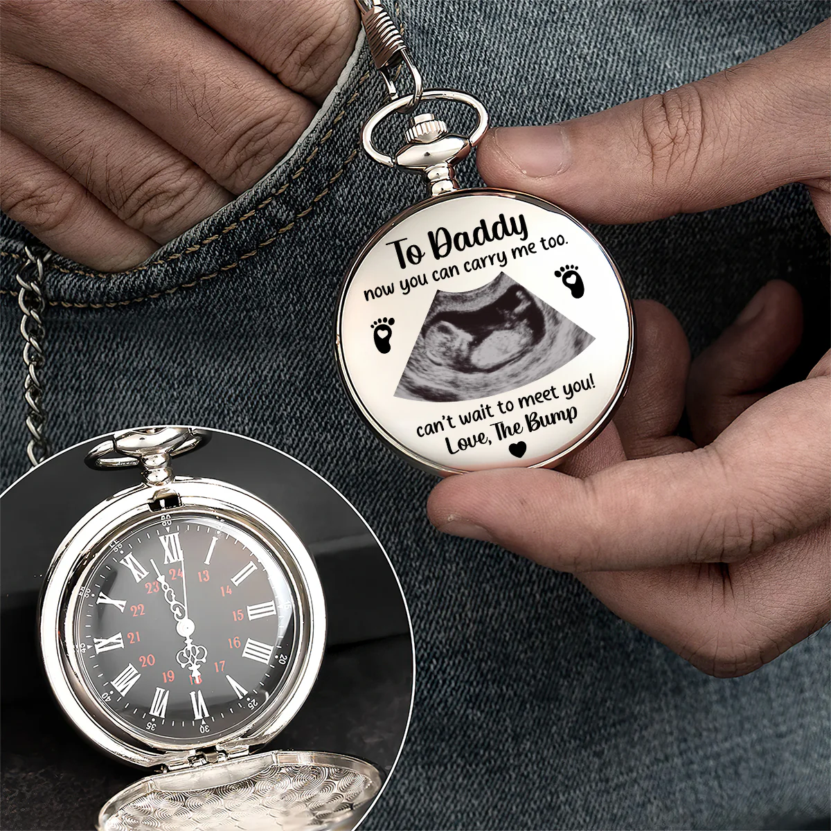 To Daddy Now You Can Carry Me Too - Personalized Pocket Watch - Image 2
