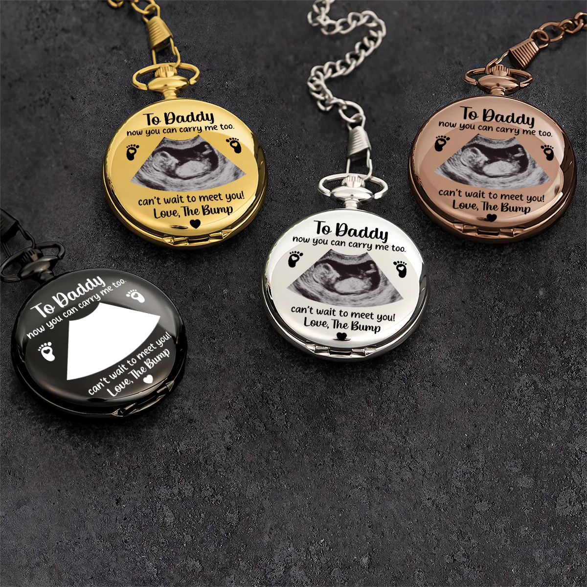 To Daddy Now You Can Carry Me Too - Personalized Pocket Watch - Image 3