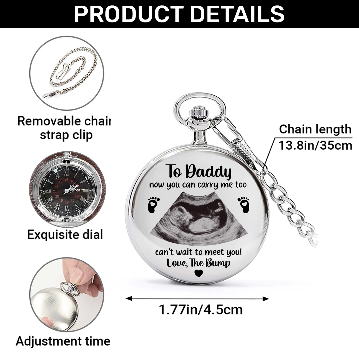 To Daddy Now You Can Carry Me Too - Personalized Pocket Watch - Image 7