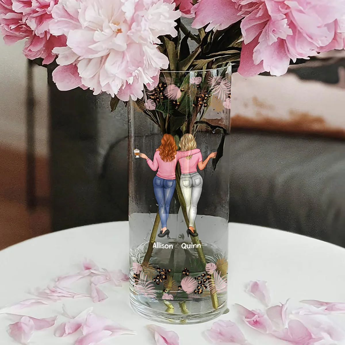 To My Badass Bestie I Laugh A Little Harder - Personalized Glass Vase - Image 3