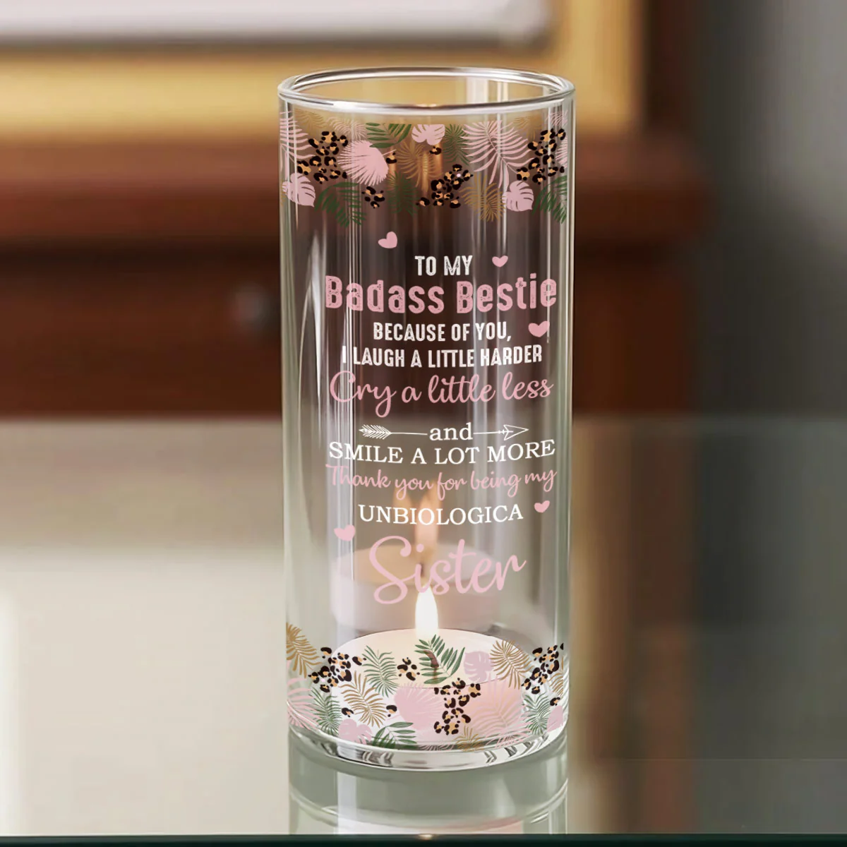 To My Badass Bestie I Laugh A Little Harder - Personalized Glass Vase - Image 6